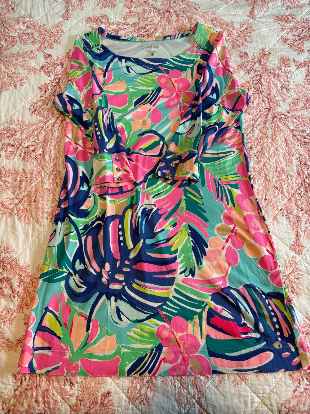Lilly Pulitzer Multicolor Tropical Floral Dress- Pink, Teal, Navy, Green